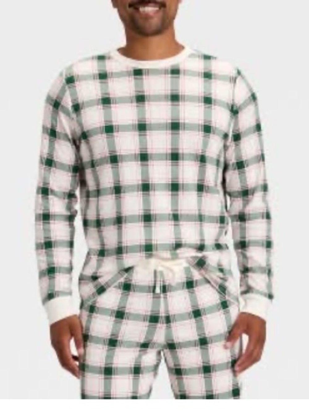 Wondershop Green and White Plaid Crewneck Sweater - Picture 1 of 2